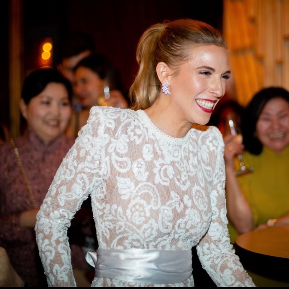 Nadine Marni Bella White lace Jumpsuit size S/M - Picture 4 of 9